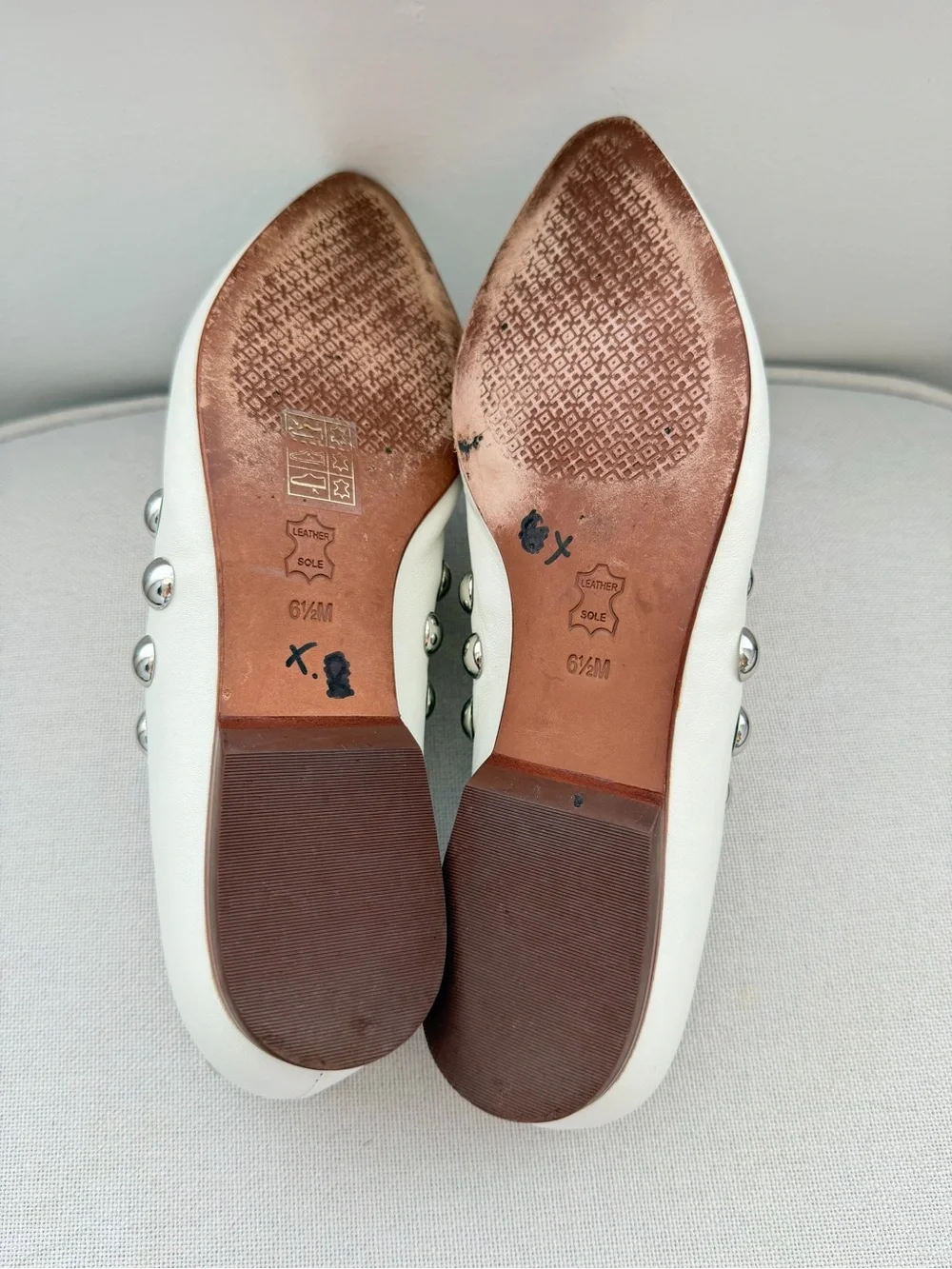 Rare! Tory Burch Loafer White Blythe Studded Metal Slip‎ On Women Size 6.5 M